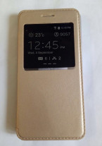 Кожен калъф тефтер стойка и клипс FLEXI S-View за Samsung Galaxy Note 8 N950F златист 